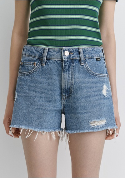 Mavi - Rosie 90lar Yırtıklı Açık Mavi Jean Şort 1447487077 Mavi