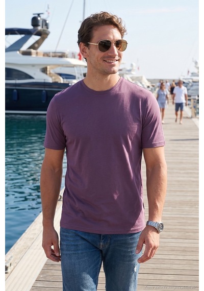 Buratti Pamuklu Regular Fit Bisiklet Yaka Erkek T Shirt 59020204 Mürdüm