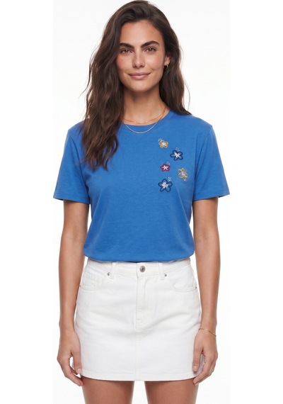 Onloox Kadın Gök Mavisi Gök Mavisi Pamuklu Bisiklet Yaka Kısa Kollu El İşi Çiçek Nakış Detaylı Premium Tasarım T-shirt Mavi Onloox Kadın Gök Mavisi Gök Mavisi Pamuklu Bisiklet Yaka Kısa Kollu El İşi Çiçek Nakış Detaylı Premium Tasarım T-shirt Mavi