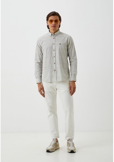 Erkek Desenli Gömlek Haki Floral Baskı Slim Fit Düğmeli Yaka Logo Detay Poplin Gömlek Ncs Jeans 7181-haki Haki