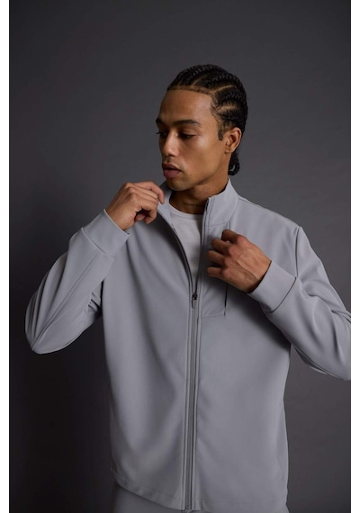 Defacto Defactofit Standart Fit Dik Yaka Fermuarlı Sweatshirt F7635ax25augr454 Gri