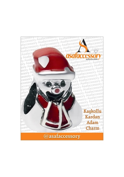 Kaşkollu Kardan Adam Charm Gümüş Kaplama