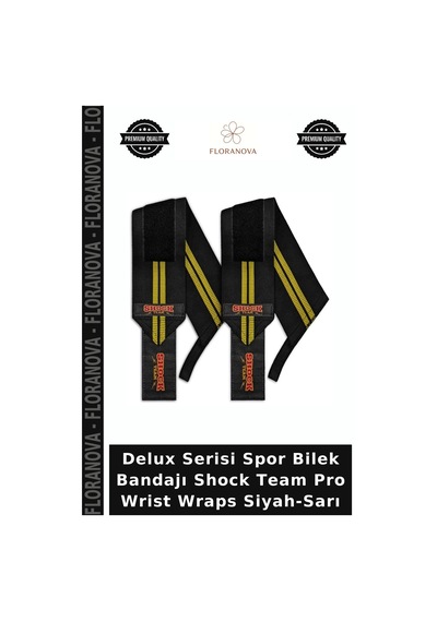 Delux Serisi Spor Bilek Bandajı Shock Team Pro Wrist Wraps Siyah-sarı