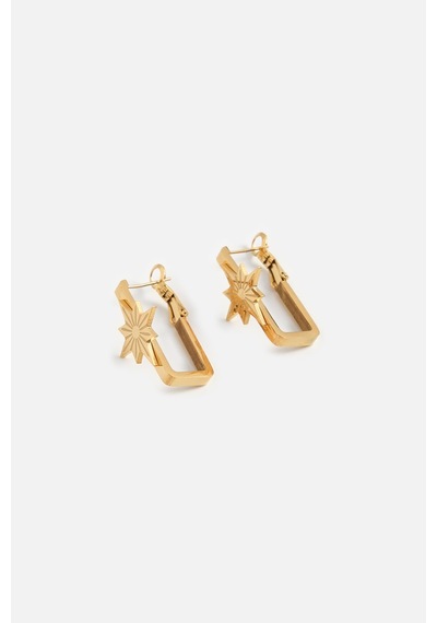 Altın Yıldızlı Kare Küpe Gold