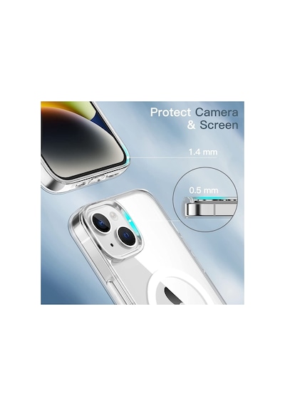 Iphone 14 Plus Kılıf Koruyucu Magsafe Ile Uyumlu 6.7 Inç Crystal Clear Halkalı Şeffaf Kapak Turuncu