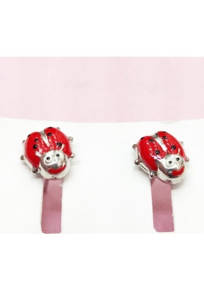 Oriental Kuyumculuk Jewellery Kırmızı Uğur Böceği Küpe Gümüş