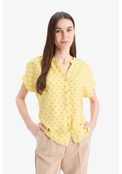 DeFacto Regular Fit Apaş Yaka Desenli Kısa Kollu Gömlek I6173AZ25SMYL293