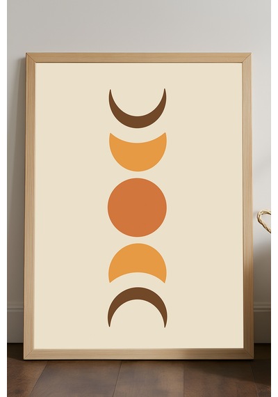 Beige Ahşap Çerçeveli Poster, Dekoratif Sanatsal Duvar Tablosu