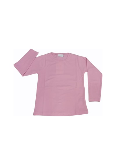 Özdemirli Bebe Basic Düz Bisiklet Yaka Uzun Kollu Likralı Badi Sweat T-shirt Pembe