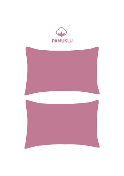 2'li Yastık Kılıfı Pembe Pamuklu Kapaklı 50x70 Cm