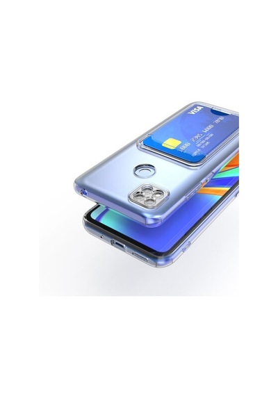 Xiaomi Redmi 9c İle Uyumlu Kılıf Kartlıklı Kartvizitli Şeffaf Telefon Kılıfı Kapak