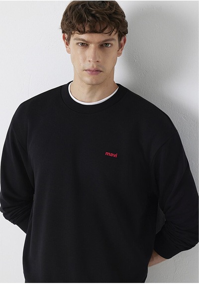 Mavi M0s10643-900 Mavi Bisiklet Yaka Sweatshırt Siyah Erkek Sweatshirt