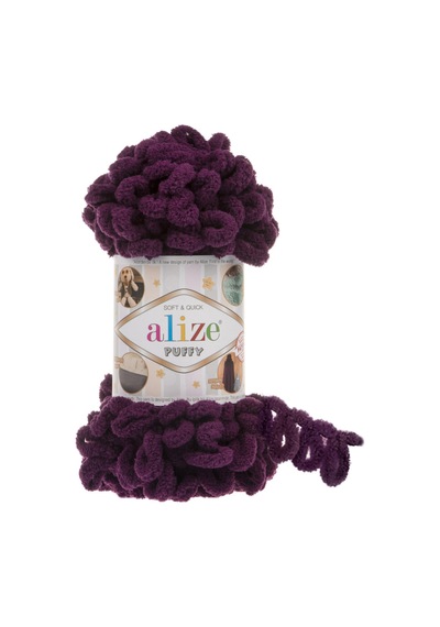 Alize Puffy El Örgü İpi (5 Li Paket) - 111-Mor