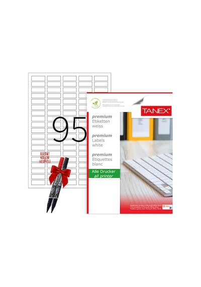 Tanex Tw-2095 30x12 Mm Laser Etiket 100 Tabaka 2'li Asetat Kalem