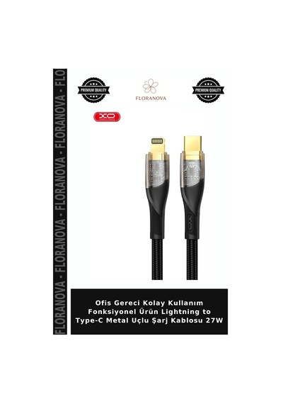 Ofis Gereci Kolay Kullanım Fonksiyonel Ürün Lightning To Type-c Metal Uçlu Şarj Kablosu 27w