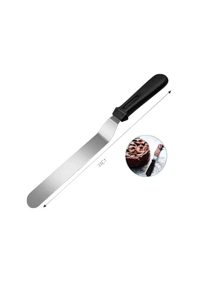 Paslanmaz Eğik Pasta Spatula Bıçağı Orta Boy Çelik Gümüş Diğer
