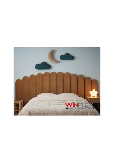 Winflex Yatak Başlık Ay Ve Bulut Set Dekorasyon Panel 180cm-kahverengi 180 CM