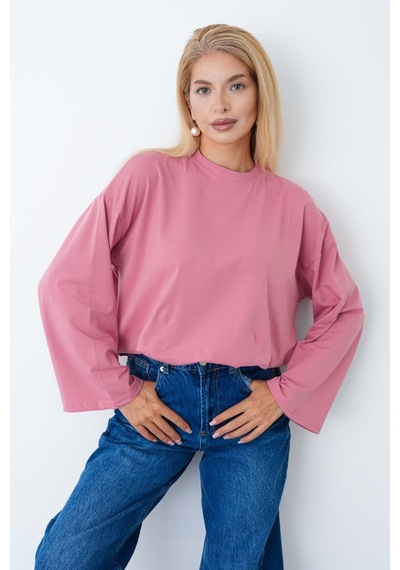 Herkesemoda Kadın Tesettüre Uygun Geniş Kollu Body Gülkurusu