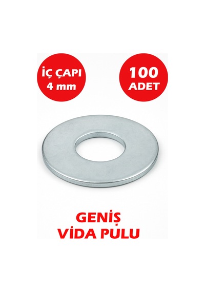 4 Mm Delikli Geniş Pul 100 Adet 1