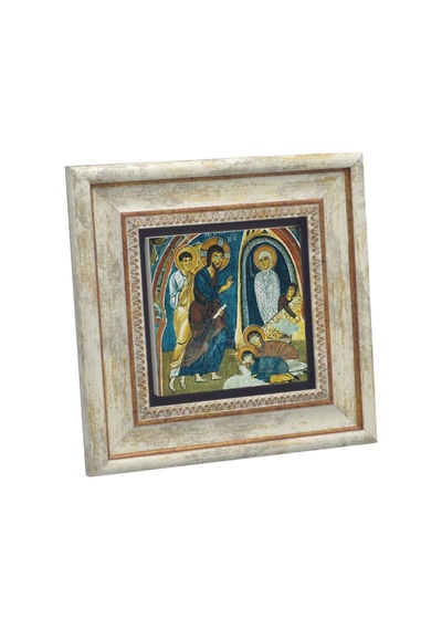 Kapadokya Göreme Karanlık Kilise Freski - Lazarus'un Dirilişi Baskılı Taş Tablo 20x20
