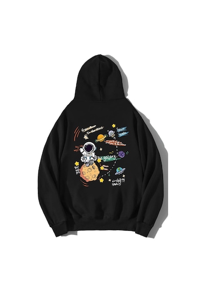 Brz Collection Unisex Oversize Astronaut Hoodie Siyah