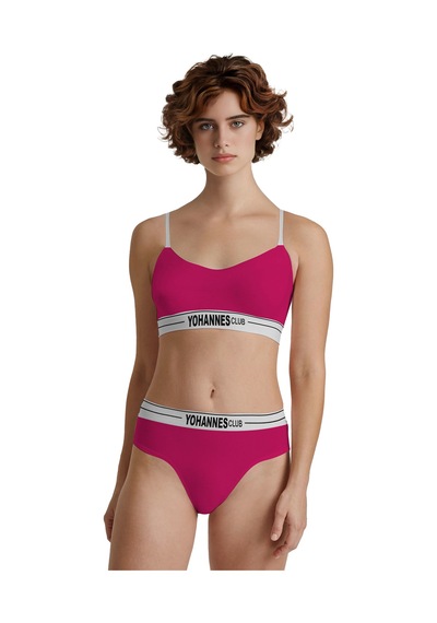 Yohannes Club, Kadın Pamuklu İç Çamaşırı Takımı, Renk Seçenekli, Bralet-kemerli Hipster Külot Pembe
