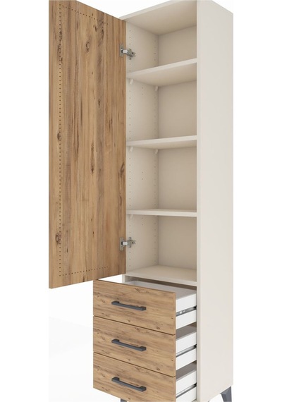 Arges Dolap 4 Raflı 3 Çekmeceli Tek Kapaklı 44x30x182 Aytaşı-çam Aytaşı