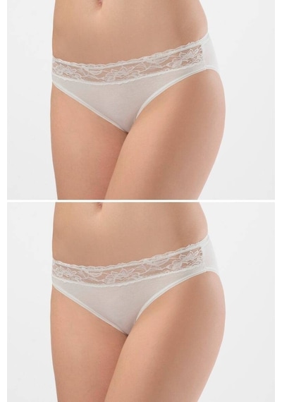 Türen Kadın Beli Dantelli Likralı 2li Pamuklu Bikini Külot 001