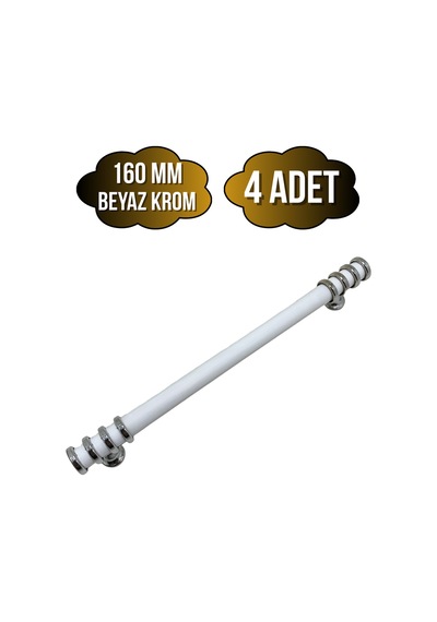 Detay Boru Beyaz Krom Dolap Kulpu Mobilya Ve Mutfak Dolap Kulpu Beyaz - Krom 160mm 4 Adet Beyaz Krom