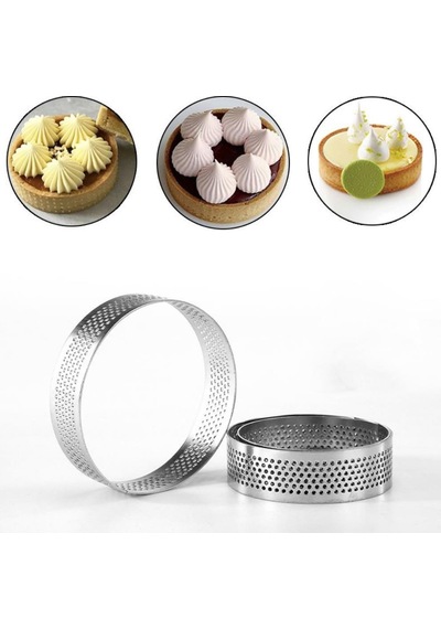 Yuvarlak Delikli Tart Kalıbı 8 Cm 4 Lü Paslanmaz Çelik Tart Halkası Seti Profesyonel Tart Ve Kurabiye Kalıbı Diğer