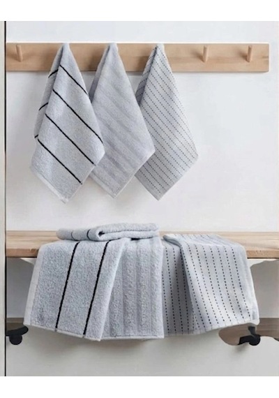 Biçomi-naturel 6 Lı Ultra Emici & Yumuşak Dokulu %100 Pamuk Mutfak Ve El Havlusu Seti 30x50 Cm - Aç Açık Gri