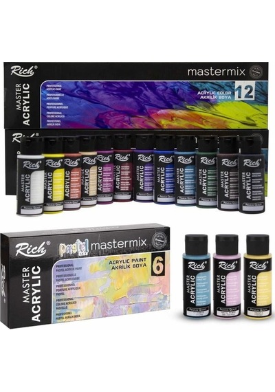 Supertrend Supertrendtermix Akrilik Boya Seti 18 Renk X 60 Cc. 12 Canlı + 6 Pastel Renk Çok Renkli