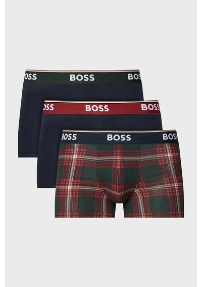 Boss Logolu Pamuklu 3 Pack Boxer Erkek Boxer 50554443 645 Lacivert-yeşil-lacivert