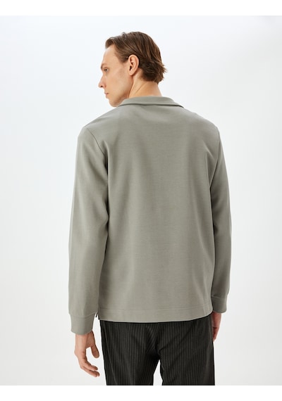 Koton Uzun Kollu Pamuklu İnterlok Kumaş Yarım Fermuarlı Sweatshirt Gri 5sam70002mk Gri