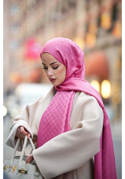 Imannoor Pencere Kafes Pembe Ramy Jakar Şal 70x210 Pembe