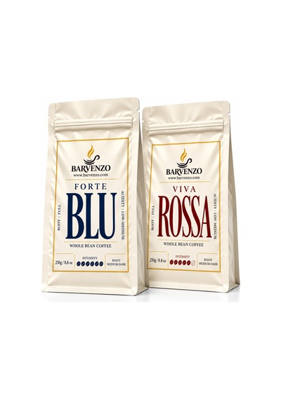 Barvenzo Forte Blu + Viva Rossa 250 G 2 İkili Kahve Serisi Çekirdek Kahve Moka Pot