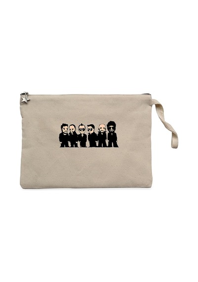 Linkin Park Minutes Cartoon Krem Clutch Cüzdan / El Çantası Krem
