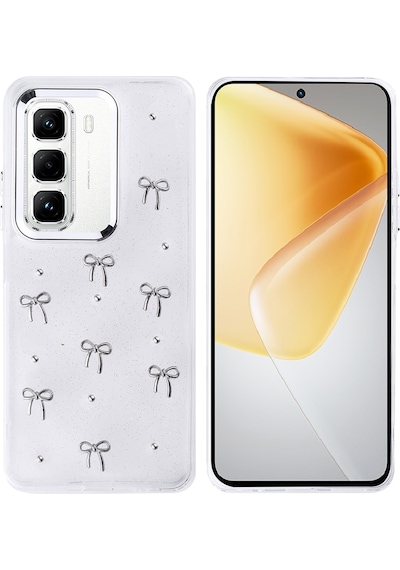 İnfinix Hot 50 Pro 4g Kılıf Airbag Tasarımlı Simli Şeffaf Zore Kutup Kapak Fiyonk