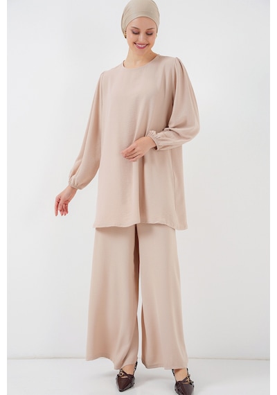 Ayrobin Tunik Pantolon Alt Üst Takım 6712 - Krem Krem