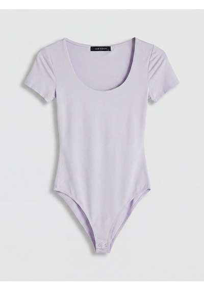Lcw Vision Lila U Yaka Kadın Çıtçıtlı Body