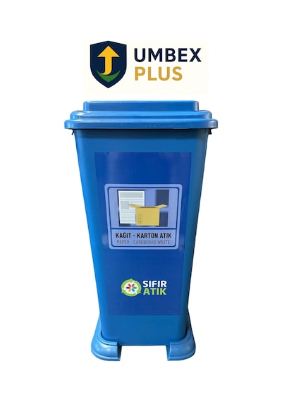 Umbex 70 Litre Plastik Lüx Geri Dönüşüm Kutusu Geri Dönüşüm Kovası / Sıfır Atık Kutusu A Kalite Mavi