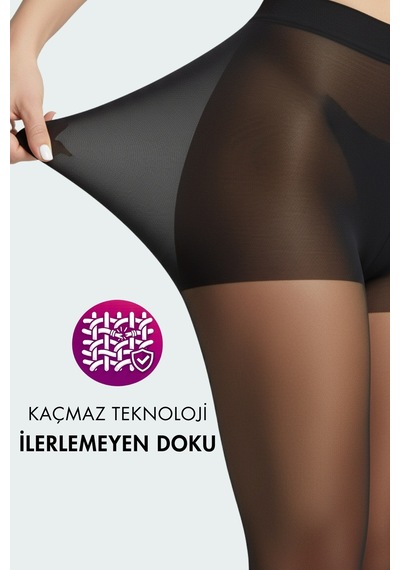 Elilom 2'li Paket Mikro Görünmez Kaçmaz Külotlu Çorap Kaçık İlerlemez, İnce Mat Siyah/siyah Siyah - Siyah
