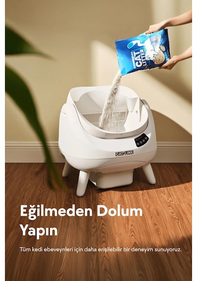 Catlınk Üstü Açık Otomatik Kedi Tuvaleti, Beyaz-scooper Open-x