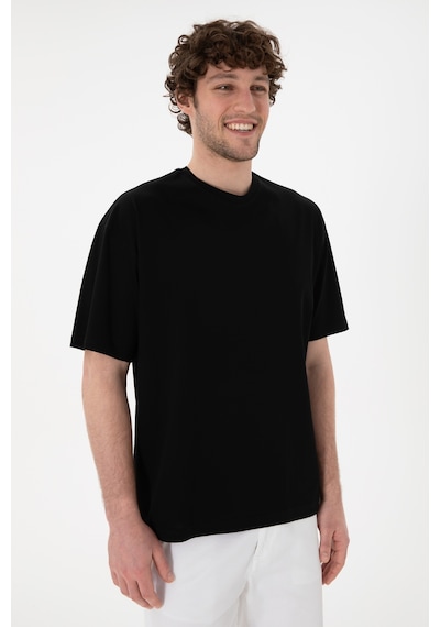 U.S. Polo Assn. Erkek Comfort Fit Bisiklet Yaka Siyah Merserize Basic Tişört 50313089-VR046