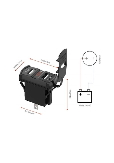 Bfy Ikili Usb Soketi + Voltmetre Kare