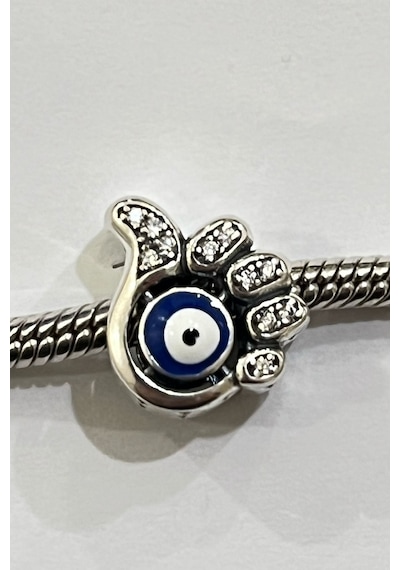 Taşlı Nazar El Baş Parmak Charm Gümüş