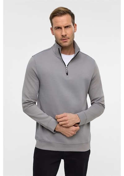 Süvari Gri Regular Düz Yarım Balıkçı Yaka Sweatshirt Gri