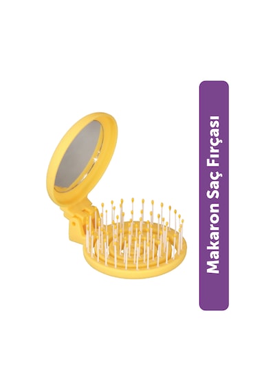 Beauty Makaron Saç Fırçası - 3d Esnek, Aynalı, Çanta Boy - Compact Detangler Yeni Sarı