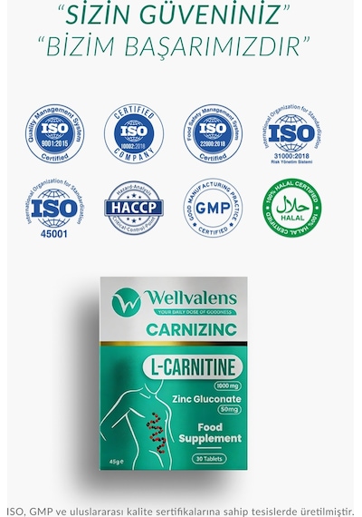 Carnizinc L-karnitine 1000 Mg + Çinko Desteği 30 Tablet