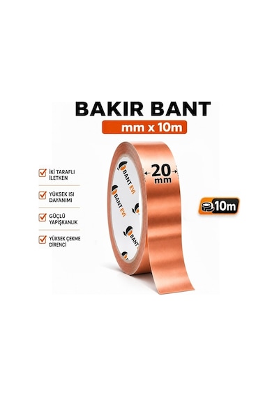 Bakır Bant 20mm X 10metre İletken Bakır Bant